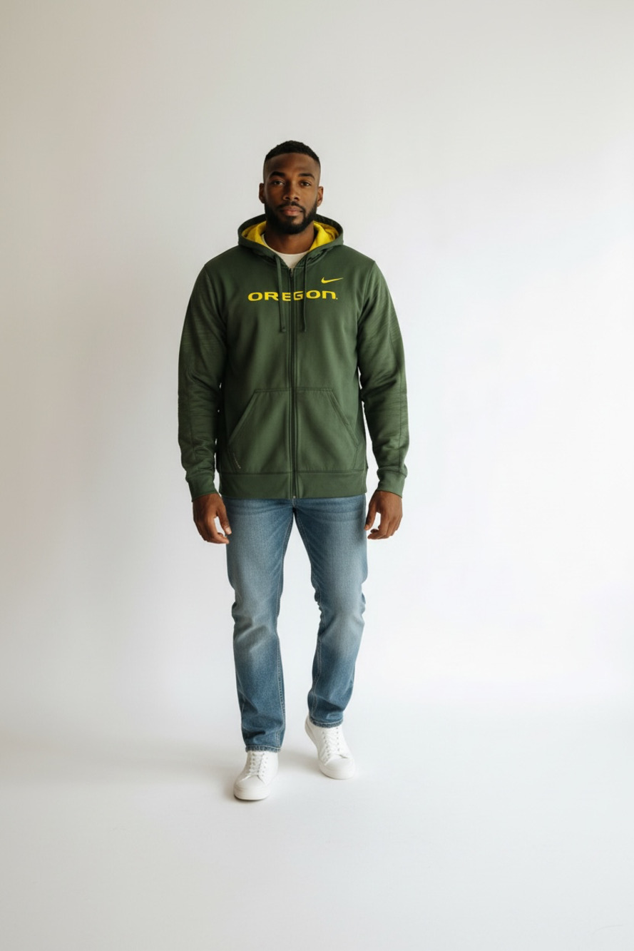Nike Therma-FIT University of Oregon Ducks Full Zip Hoodie Size Large